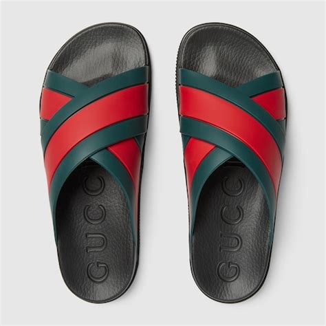 red green gucci slides|Gucci web rubber slide.